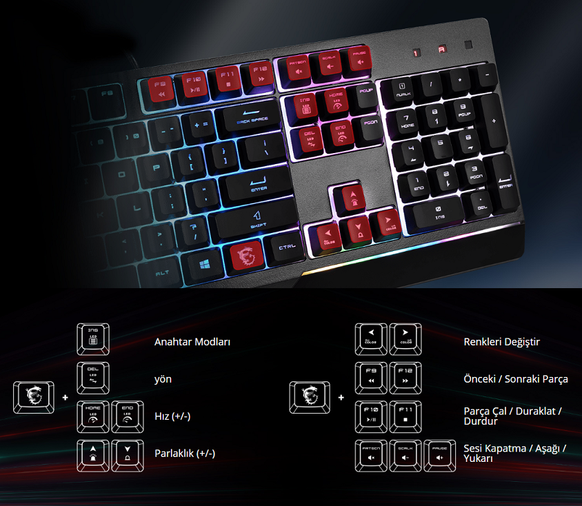 MSI Vigor GK30 RGB Türkçe Gaming Klavye
