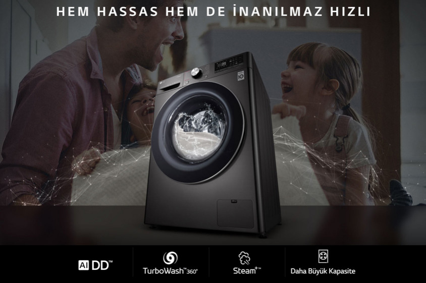 LG F4V9RCP2E A Wi-Fi 1400 Devir 10.5 kg / 7 kg Kurutmalı Çamaşır Makinesi