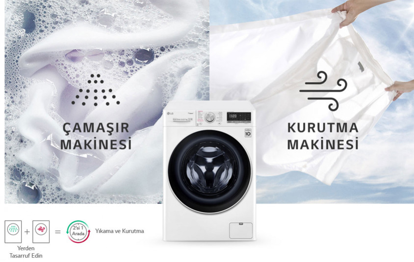 LG F4V5RGP0W A Wi-Fi 1400 Devir 10.5 kg / 7 kg Kurutmalı Çamaşır Makinesi