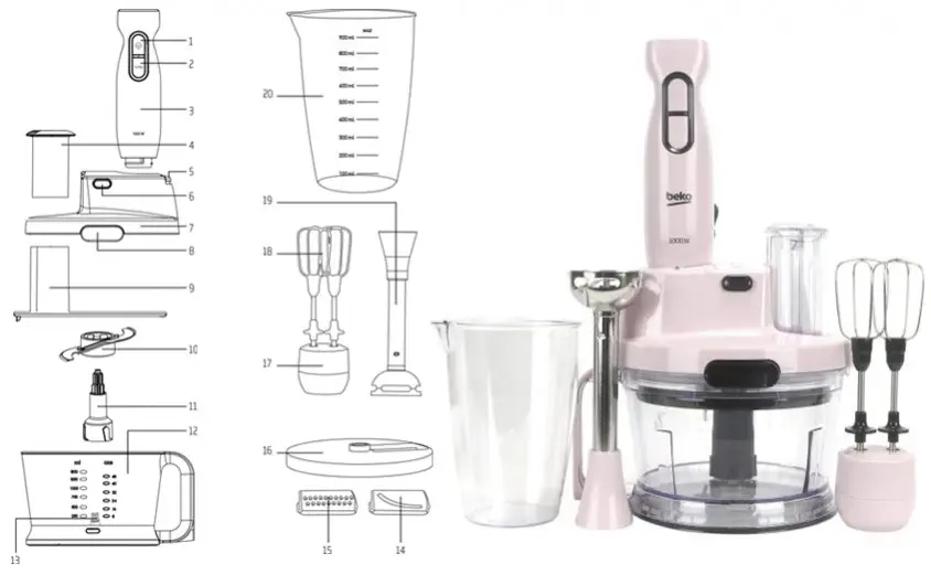 Beko RHB 2910 P Pembe Blender Seti