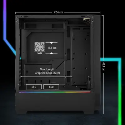 Sharkoon RGB Flow ARGB Mid-Tower Gaming Kasa