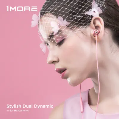 1MORE E1025 3.5mm Çift Dinamik Sürücü Gül Pembe Kulaklık