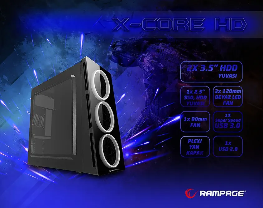 Everest Rampage X-Core Mini Tower Gaming Kasa