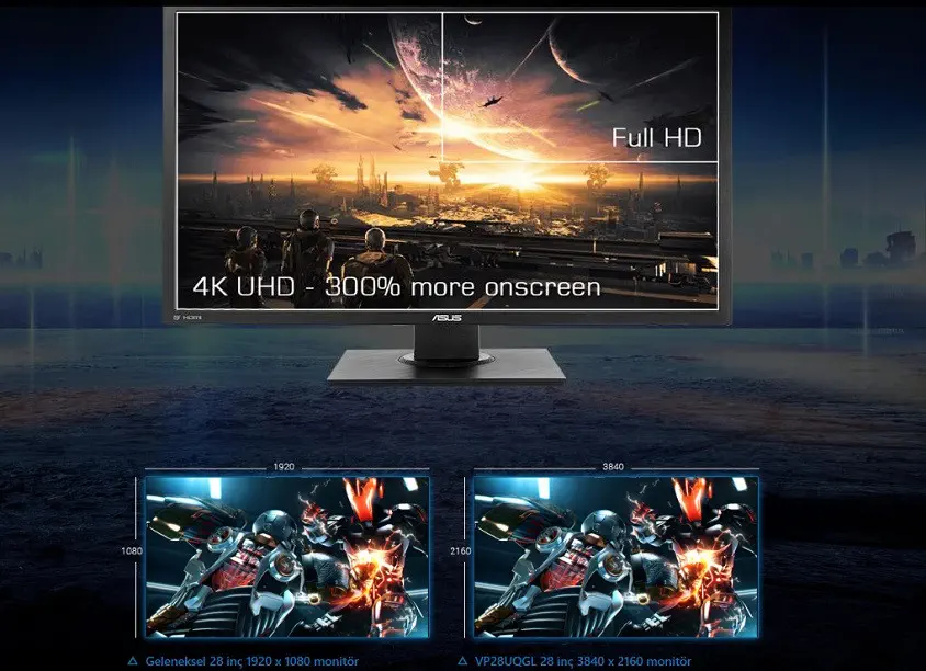 Asus VP28UQGL 28 inç 4K UHD Gaming Monitör