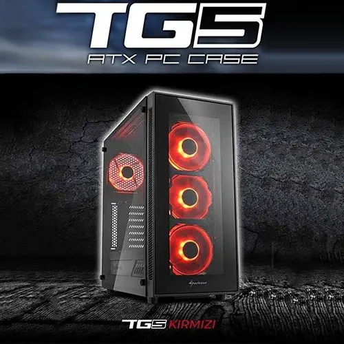 Sharkoon TG5 Red Mid-Tower Gaming Kasa