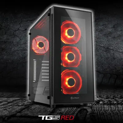 Sharkoon TG5 Red Mid-Tower Gaming Kasa