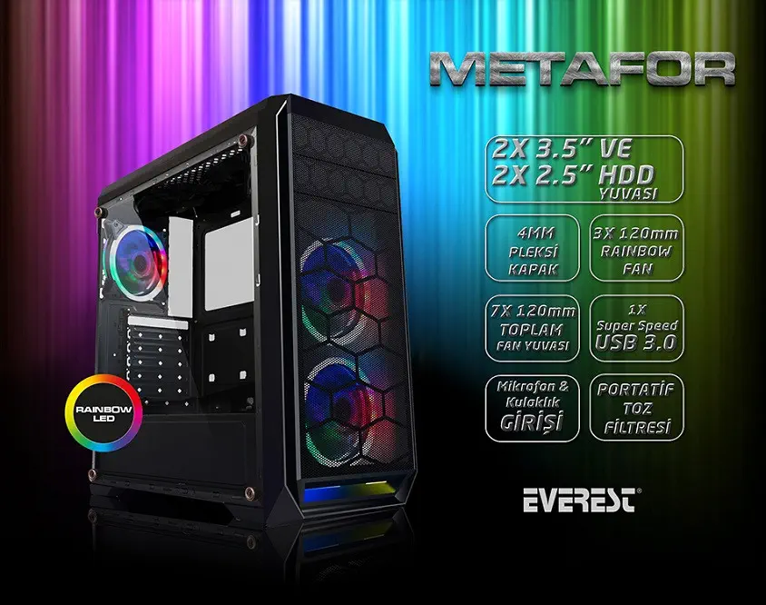 Everest Metafor K700 Mid-Tower Gaming Kasa