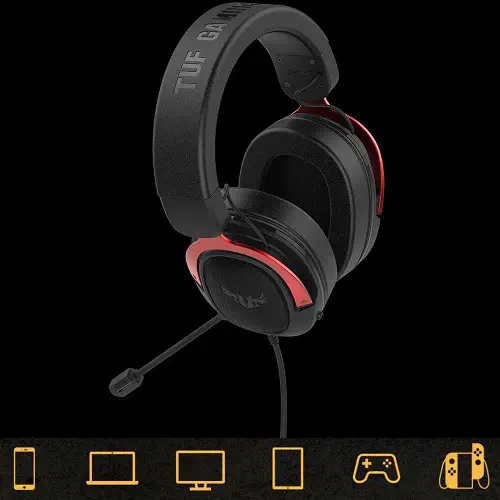 ASUS TUF Gaming H3 Red 7.1 Surround Kablolu Gaming (Oyuncu) Kulaklık