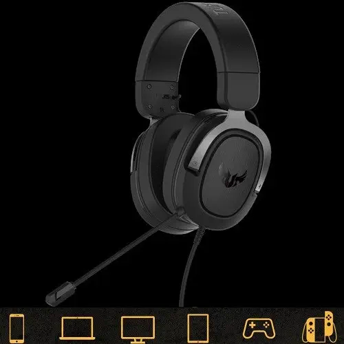 ASUS TUF Gaming H3 Gun Metal 7.1 Surround 3.5mm Kablolu Gaming Kulaklık