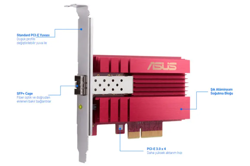 ASUS XG-C100F 10G SFP+ QOS PCI Express Kart