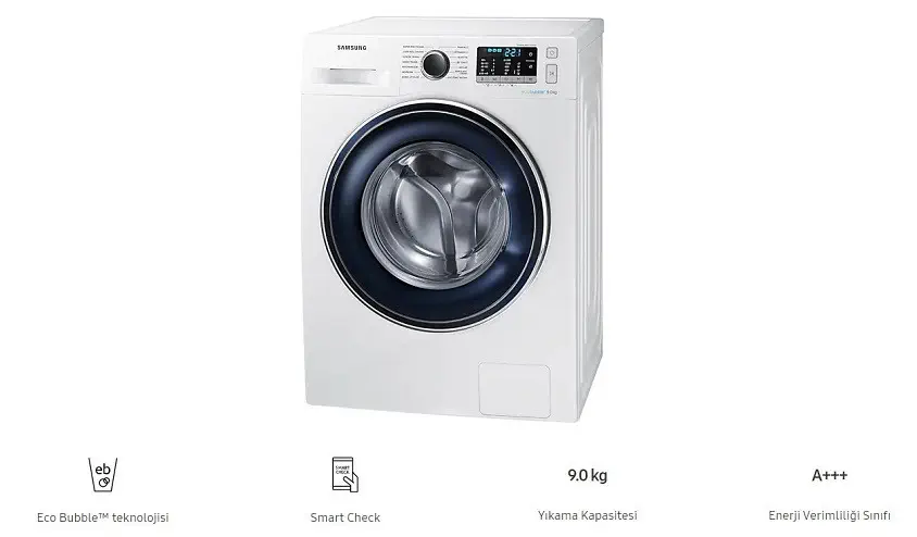 Samsung WW90J5355FW/AH A+++ 1200 Devir 9 Kg Çamaşır Makinesi