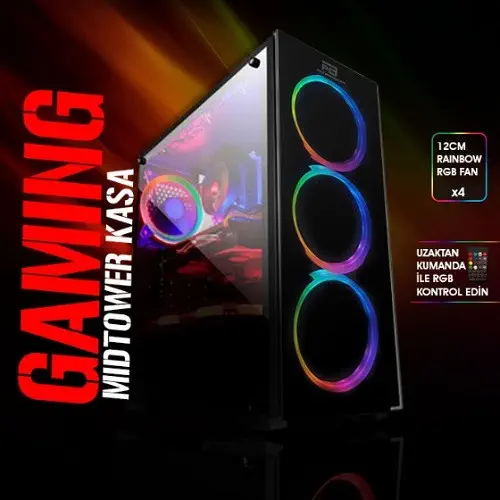 Power Boost VK-G3902S USB 3.0 RGB Fan Midi Tower Gaming (Oyuncu) Kasa 
