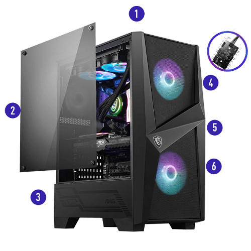 MSI MAG Forge 100R USB 3.2 Temperli Cam 2xARGB Fan 1x120mm Fan ATX Mid-Tower Gaming (Oyuncu) Kasa