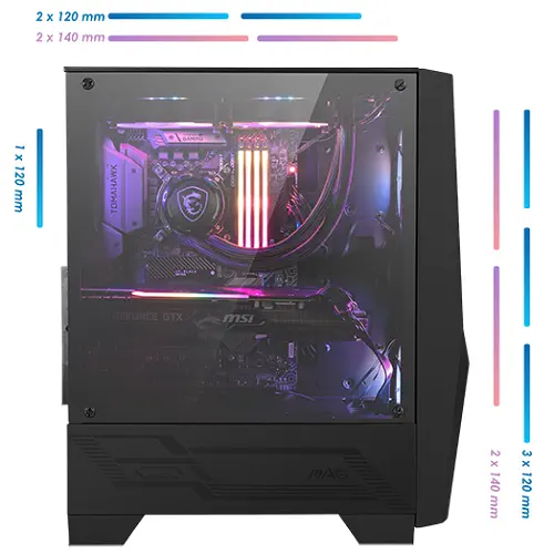 MSI MAG Forge 100R USB 3.2 Temperli Cam 2xARGB Fan 1x120mm Fan ATX Mid-Tower Gaming (Oyuncu) Kasa