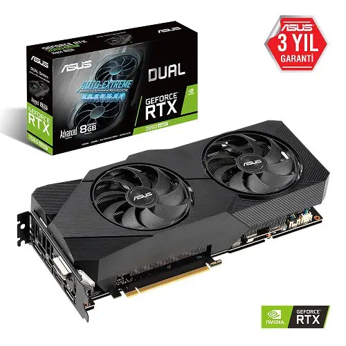 Asus GeForce RTX 2060 Super DUAL-RTX2060S-A8G-EVO V2 8GB GDDR6 256Bit DX12 Gaming (Oyuncu) Ekran Kartı