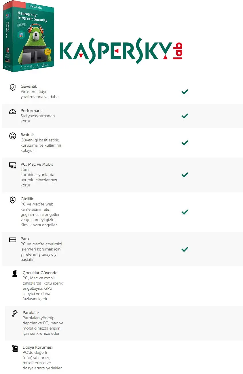 Kaspersky Internet Securıty 2019 Türkçe 2 Kullanıcı 1 Yıl