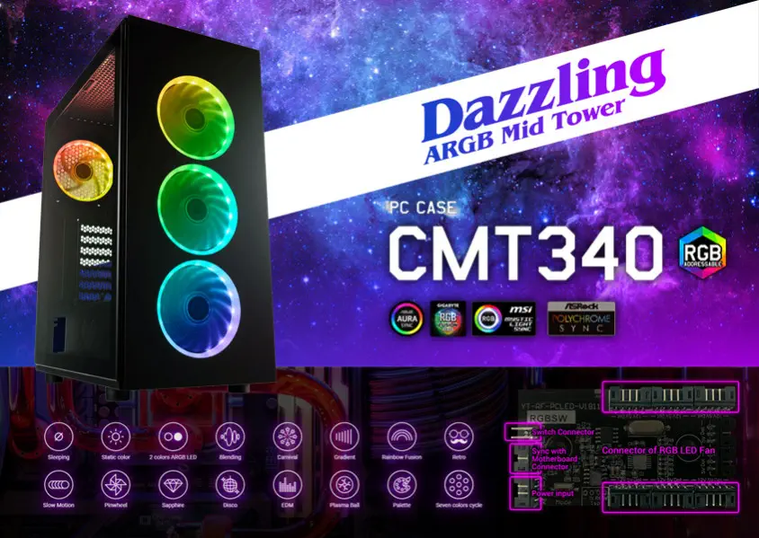 FSP CMT340 ATX Mid-Tower Gaming Kasa