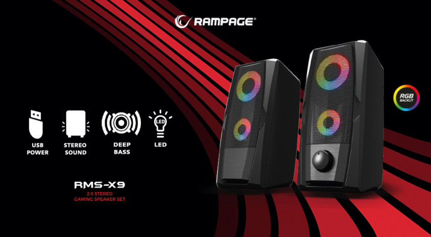 Rampage RMS-X9 2.0 RGB Işıklı Multimedia 5V 30dB Gaming Oyuncu Speaker