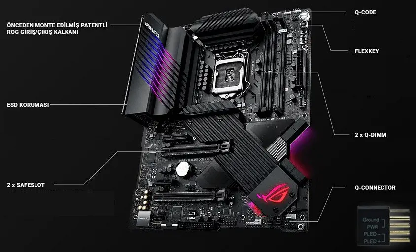 Asus ROG MAXIMUS XII APEX Intel Z490 Soket 1200 DDR4 4800(OC)MHz ATX Gaming (Oyuncu) Anakart