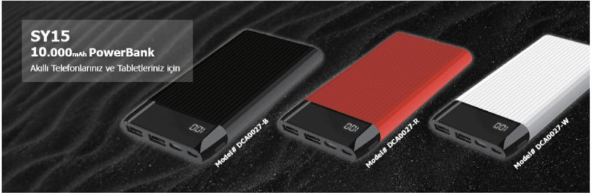 Dexim DCA0027 10000 mAh SY15 LED Ekranlı Siyah Taşınabilir Şarj Cihazı