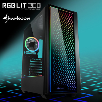 Sharkoon RGB-LIT-200 ATX Mid-Tower Gaming Kasa