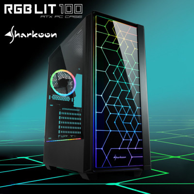 Sharkoon RGB-LIT-100 ATX Mid-Tower Gaming Kasa