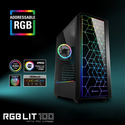 Sharkoon RGB-LIT-100 ATX Mid-Tower Gaming Kasa