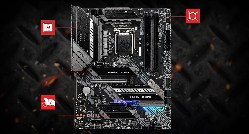 MSI MAG Z490 TOMAHAWK Intel Z490 Soket 1200 DDR4 4800(OC)MHz ATX Gaming (Oyuncu) Anakart