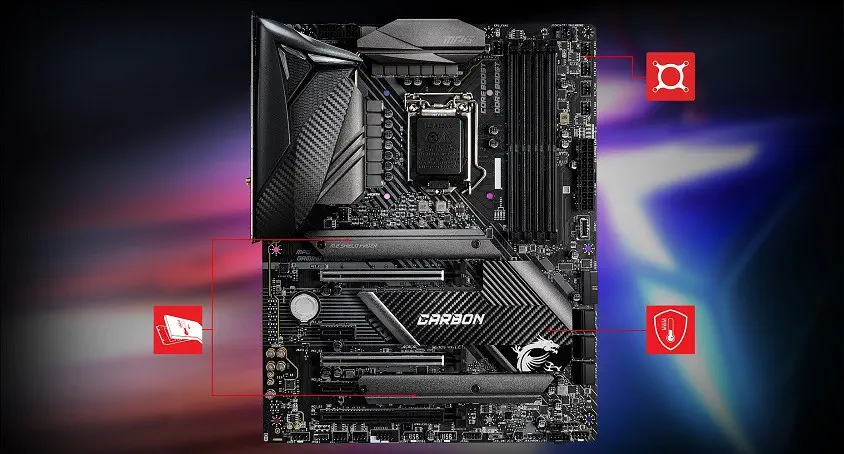 MSI MPG Z490 GAMING CARBON WIFI Intel Z490 Soket 1200 DDR4 4800(OC)MHz ATX Gaming (Oyuncu) Anakart