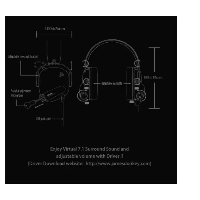 james donkey 008 7.1 siyah kulaklık
