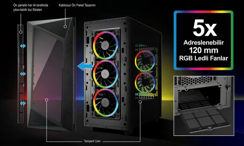 Sharkoon REV200 RGB ATX Mid-Tower Gaming Kasa