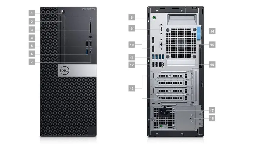 Dell Optiplex 5070MT N007O5070MT_WIN i5-9500 8GB 256GB SSD Windows10 Pro Masaüstü Bilgisayar