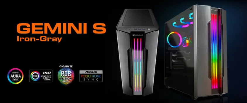 Cougar Gemini S IRON-G RGB CGR-5BMBG-BLK 600W E-ATX Mid-Tower Gaming Kasa