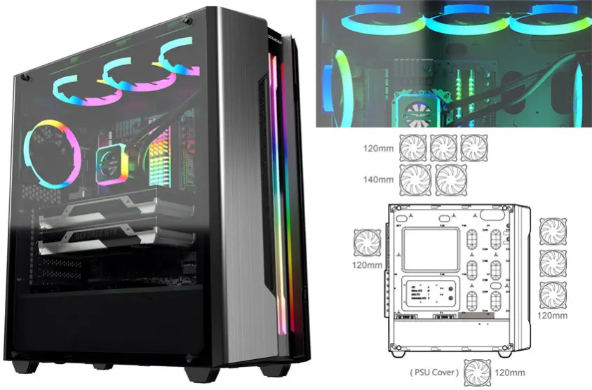 Cougar Gemini S IRON-G RGB CGR-5BMBG-BLK 600W E-ATX Mid-Tower Gaming Kasa