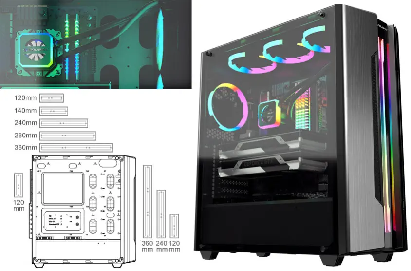 Cougar Gemini S IRON-G RGB CGR-5BMBG-BLK 600W E-ATX Mid-Tower Gaming Kasa