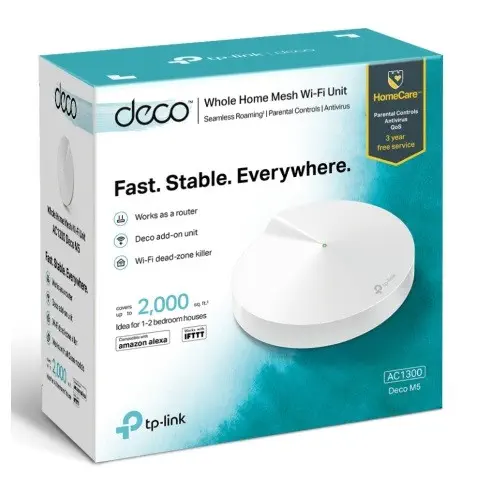 TP-Link Deco M5 AC1300 Tüm Evi Kapsayan Mesh Wi-Fi Sistemi (Tekli)