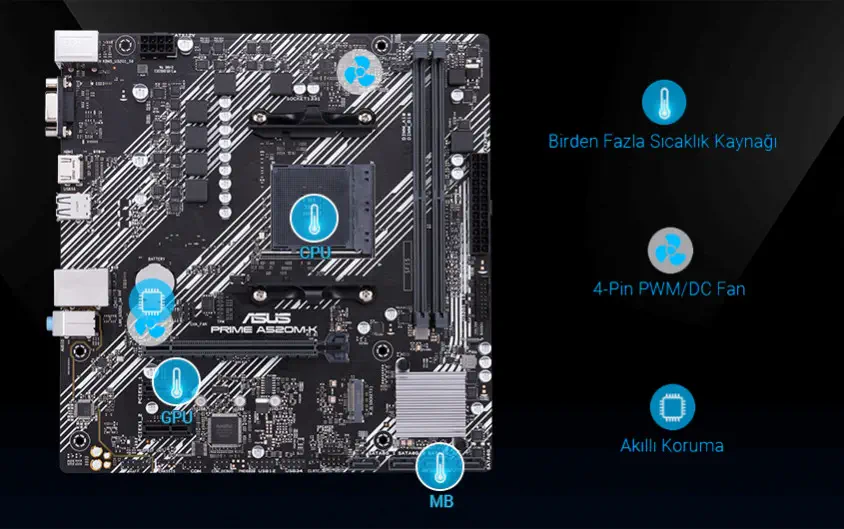 ASUS Prime A520M-K AMD Soket AM4 DDR4 4600(OC)MHz Micro ATX Anakart