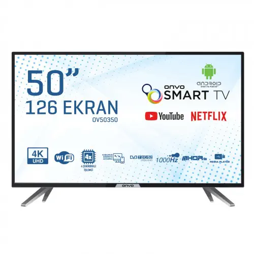 Onvo OV50350 50″ 126 Ekran Uydu Alıcılı 4K Ultra HD Smart LED TV  