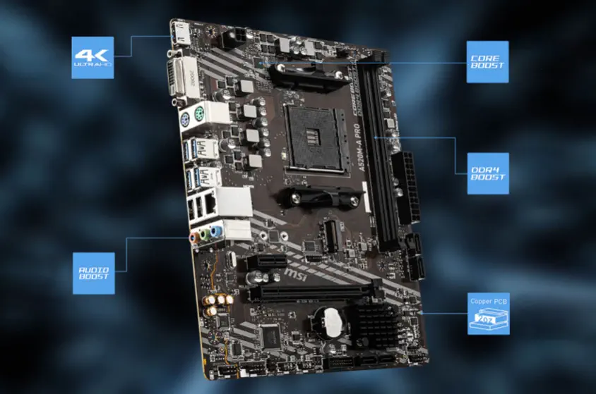 MSI A520M-A PRO Soket AM4 DDR4 4600(OC)MHz mATX Anakart