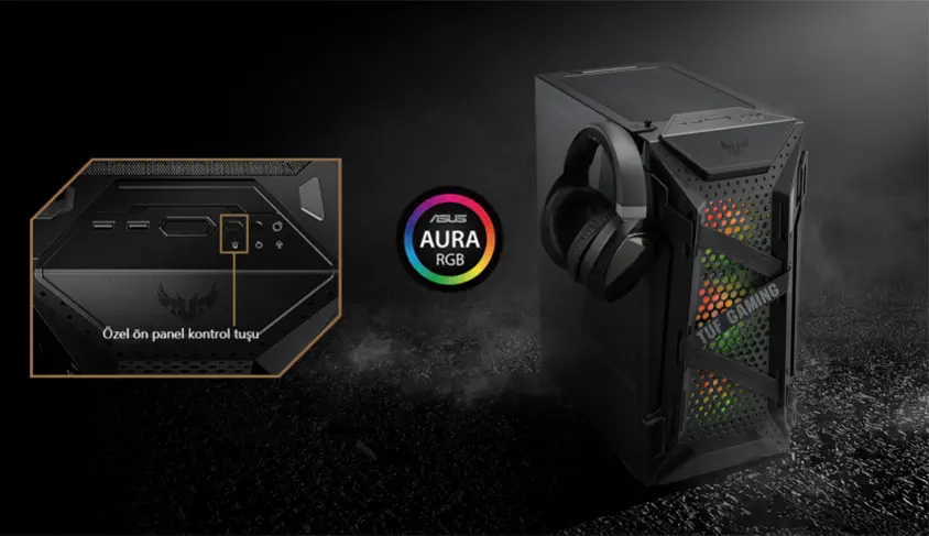 ASUS TUF Gaming GT301 ARGB Fanlı Temperli Cam USB 3.1 ATX Mid-Tower Gaming Kasa