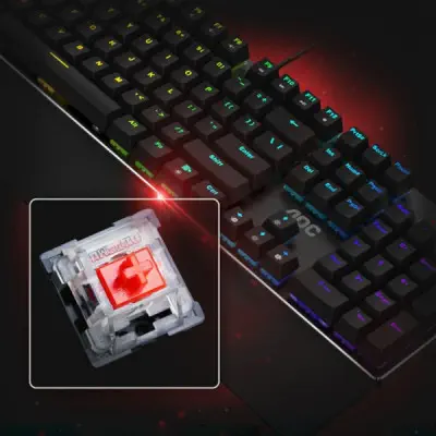 AOC GK500 Red Switch RGB Mekanik Kablolu Gaming Klavye