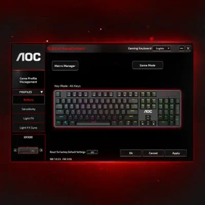 AOC GK500 Red Switch RGB Mekanik Kablolu Gaming Klavye
