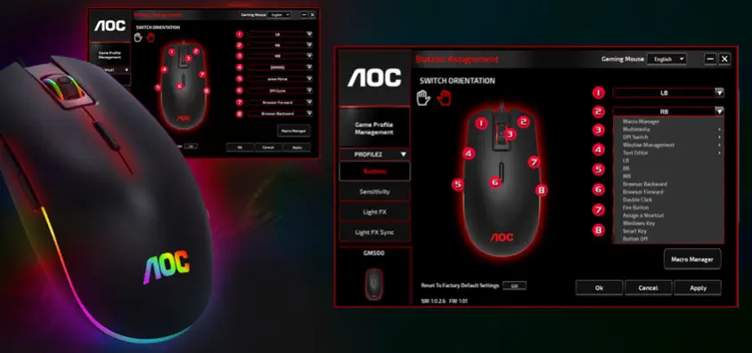 AOC GM500DRBE Kablolu Gaming Mouse