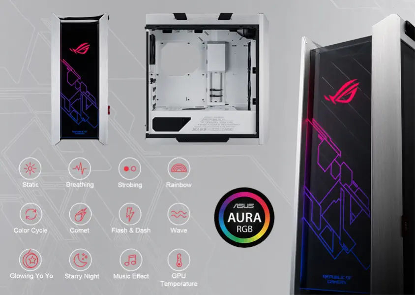 ASUS ROG Strix Helios GX601 White Edition E-ATX Mid-Tower Gaming Kasa