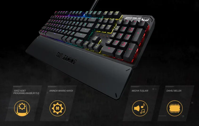 ASUS TUF Gaming K3 Red Switch Mekanik Kablolu Gaming Klavye