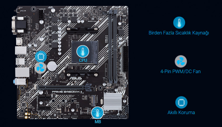 Asus Prime B450M-K II Soket AM4 mATX Anakart