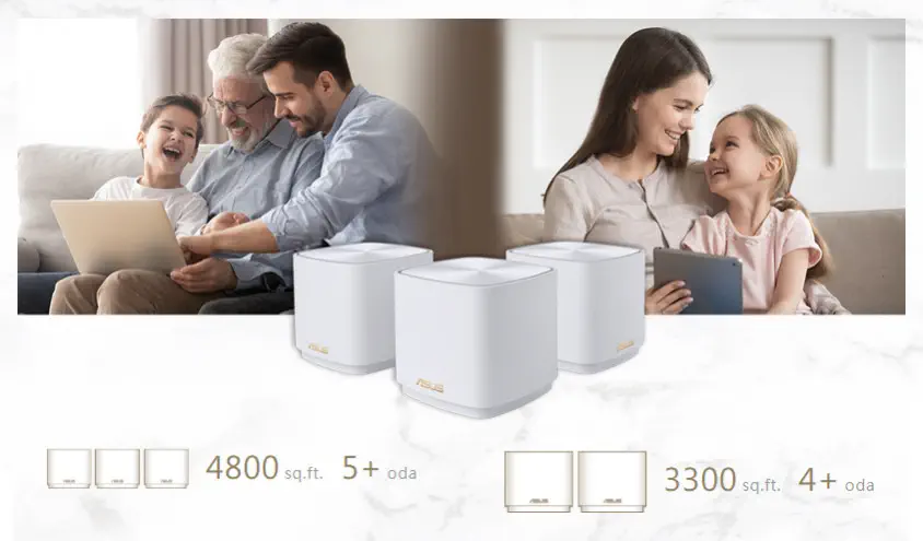 ASUS ZenWiFi AX Mini XD4 (B-3-PK) Wi-Fi 6 Mesh Sistemi (Beyaz Üçlü Paket)