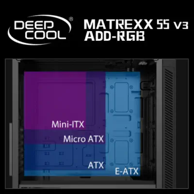 DEEPCOOL MATREXX 55 V3 ADD-RGB E-ATX Mid-Tower Gaming Kasa