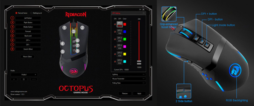 Redragon M712 RGB Octopus Kablolu Gaming Mouse