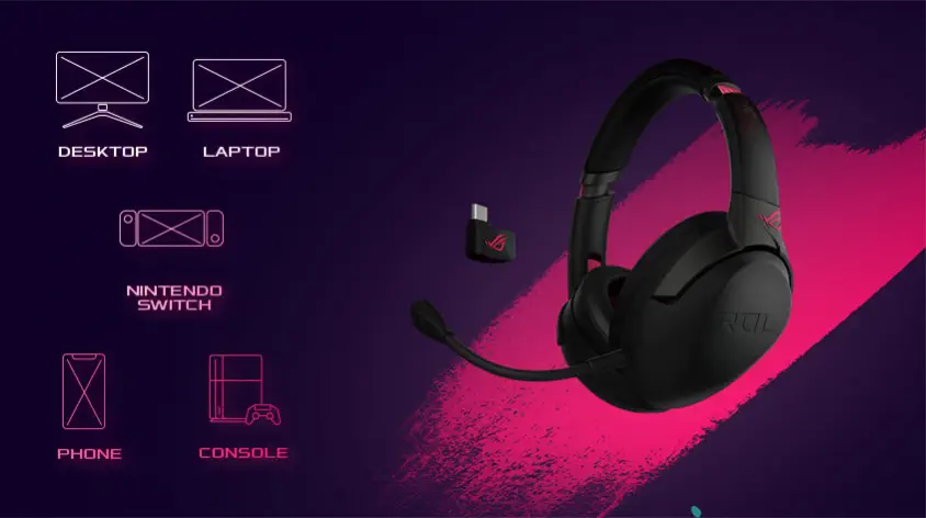 Asus ROG Strix Go 2.4 Electro Punk Kablosuz Gaming Kulaklık